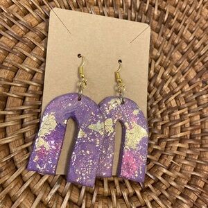 Love the purple sparkle in these 😍 fun handmade polymer clay earrings